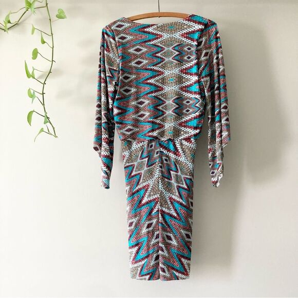 Misa Los Angeles | Teget Twist Front Bell Sleeve Mini Dress Size S - Picture 4 of 6